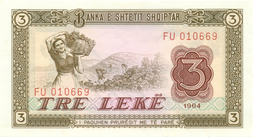Albania P34 3 Leke 1964 UNC