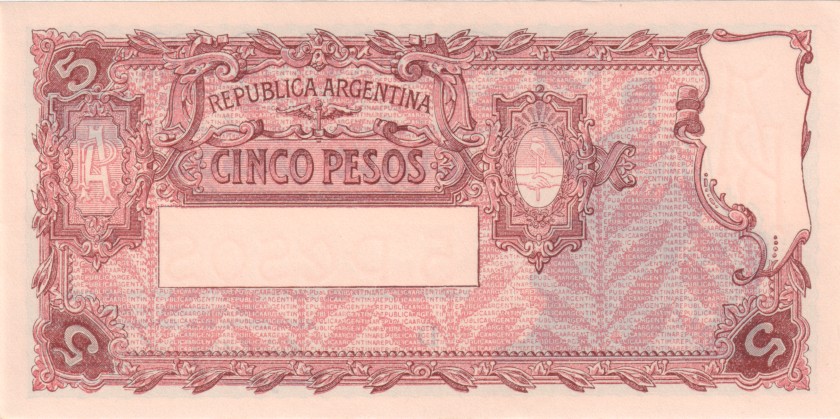 Argentina P252(1) 5 Pesos Serie D 1935 UNC
