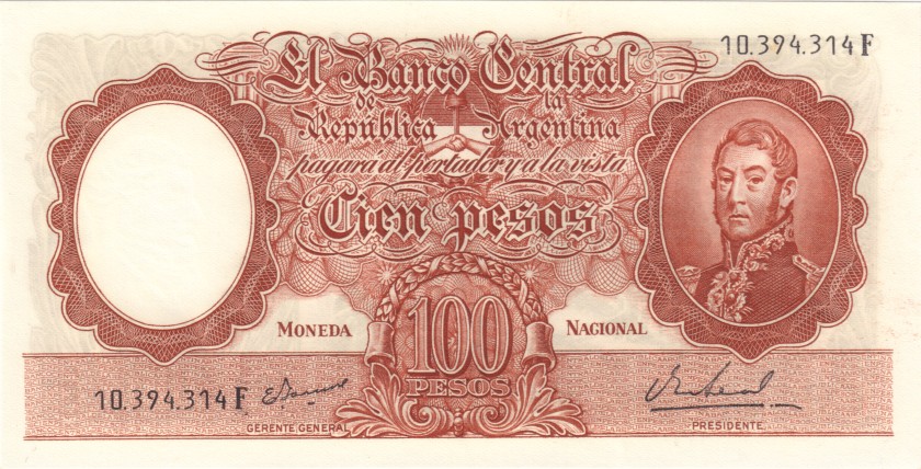 Argentina P277(1F) 100 Pesos Serie F 1967-1969 UNC