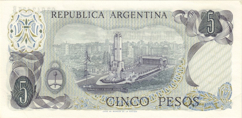 Argentina P294(1) 5 Pesos Serie B 1974-1976 UNC
