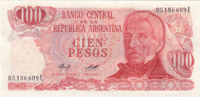 Argentina P302b(2) 100 Pesos Serie E 1976-1978 UNC