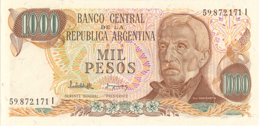 Argentina P304d(2) 1.000 Pesos Serie I 1976-1983 UNC