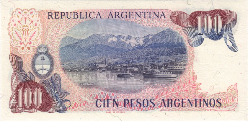 Argentina P315a(1) 100 Pesos Argentinos Serie B 1983-1985 UNC
