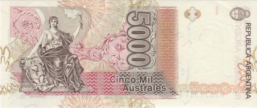 Argentina P330a 5.000 Australes Serie A 1989 - 1991