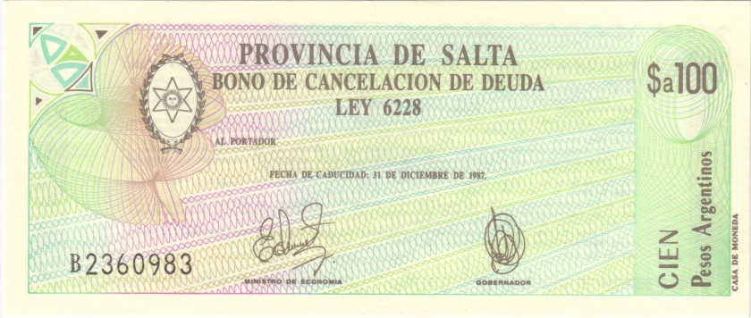 Argentina PS2602 100 Pesos Argentinos 1987 UNC