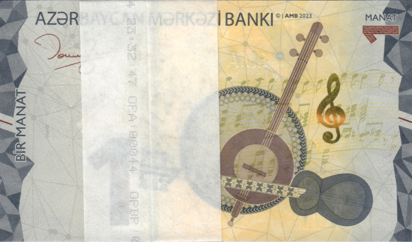 Azerbaijan P-W38 1 Manat 2023 Bundle 100 pcs UNC