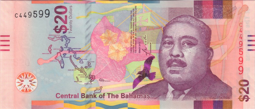 Bahamas P80 20 Dollars 2018 UNC