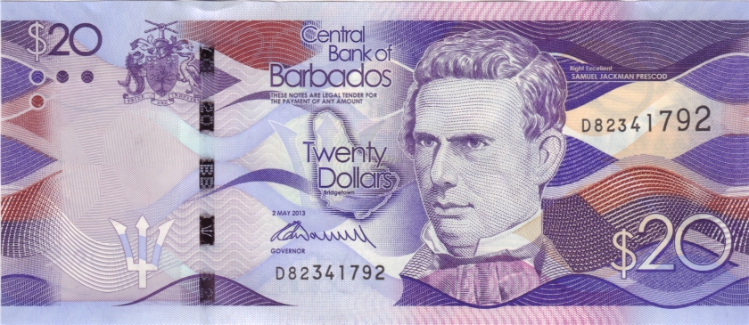 Barbados P76a 20 Dollars 2013 UNC