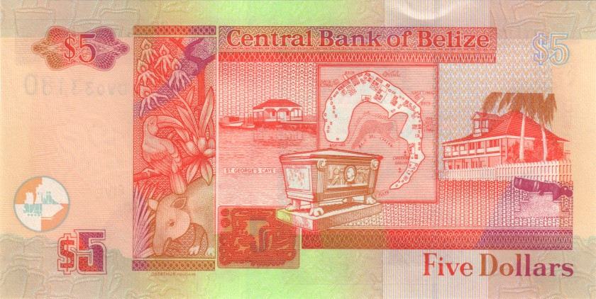 Belize P67g 5 Dollars 2016 UNC