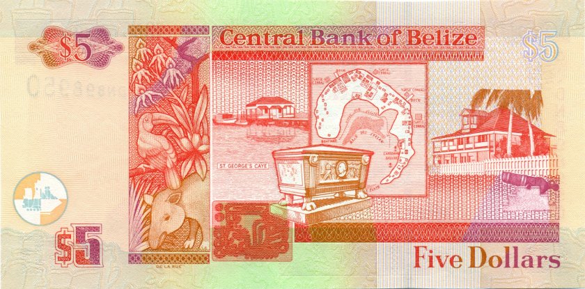 Belize P67e 5 Dollars 2011 UNC