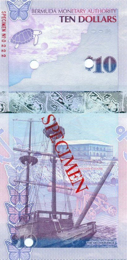 Bermuda P59s SPECIMEN 10 Dollars 2009 UNC