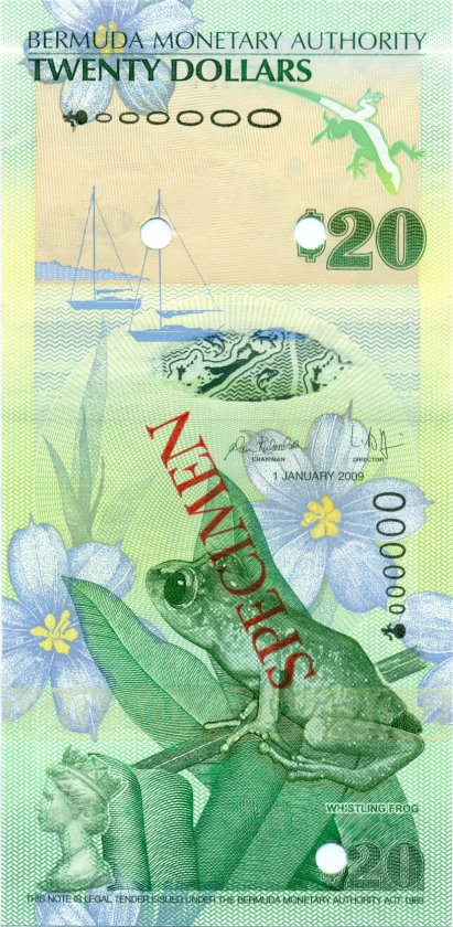 Bermuda P60a(1)s SPECIMEN 20 Dollars 2009 UNC