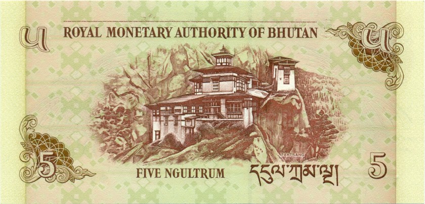 Bhutan P28a 5 Ngultrum 2006 UNC