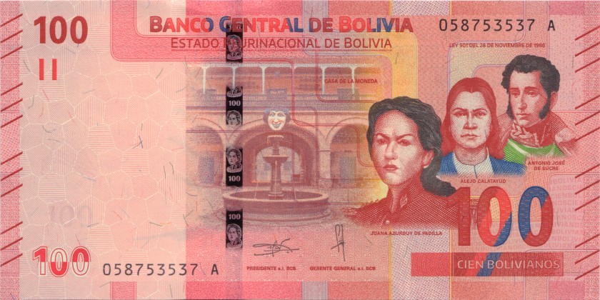 Bolivia P-W251 100 Bolivianos 2018 UNC