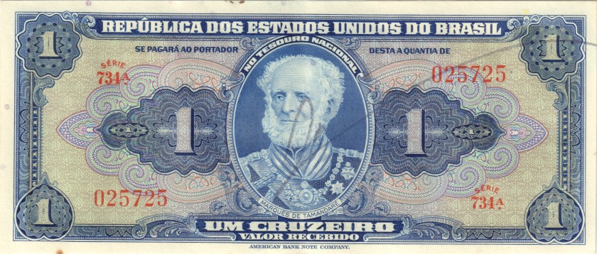 Brazil P132a 1 Cruzeiro 1944 XF