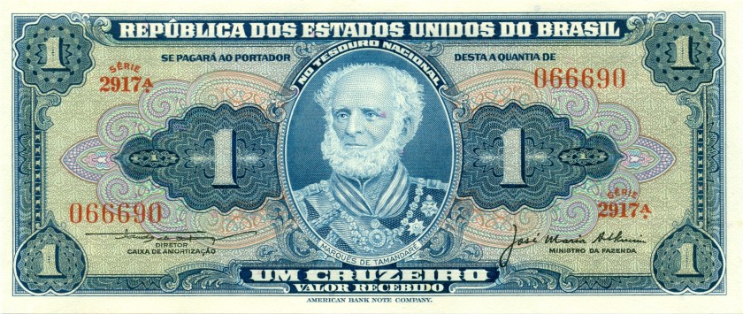 Brazil P150c 1 Cruzeiro 1954-1958 UNC