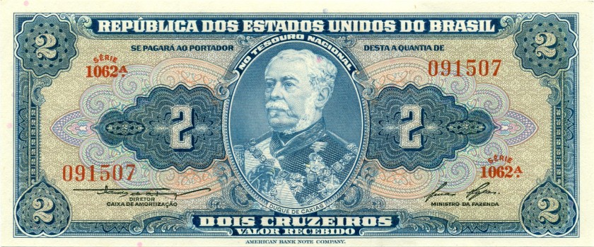 Brazil P151b 2 Cruzeiros 1954-1958 UNC