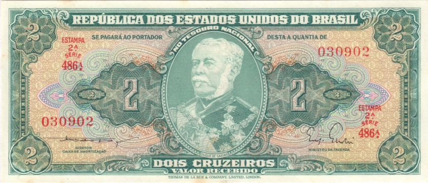 Brazil P157Aa 2 Cruzeiros 1956-1958