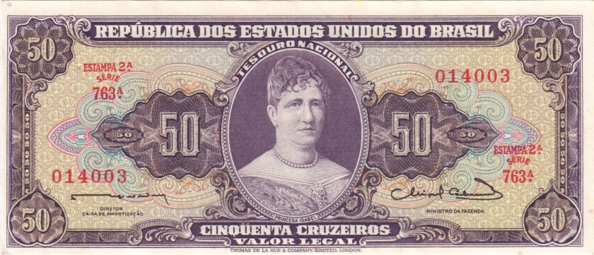 Brazil P179 50 Cruzeiros 1963 UNC
