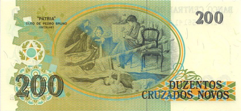 Brazil P221 200 Cruzados Novos 1989 UNC