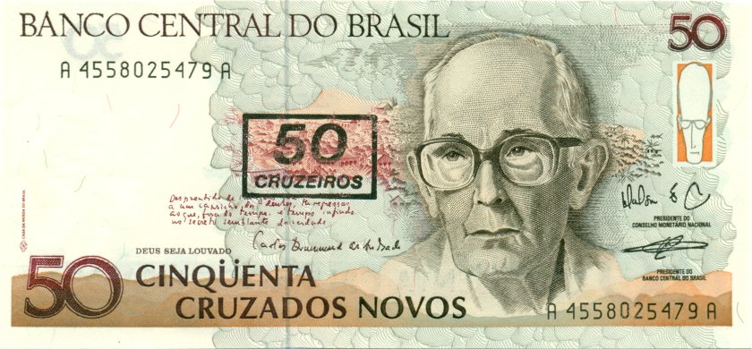 Brazil P223 50 Cruzeiros 1990 UNC