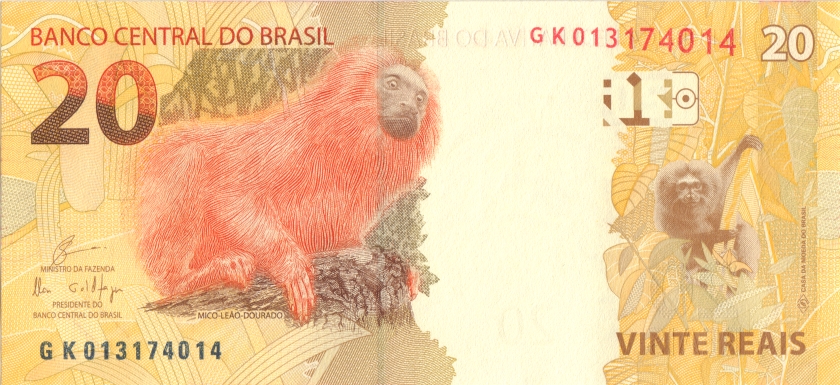 Brazil P255d 20 Reais 2010 UNC