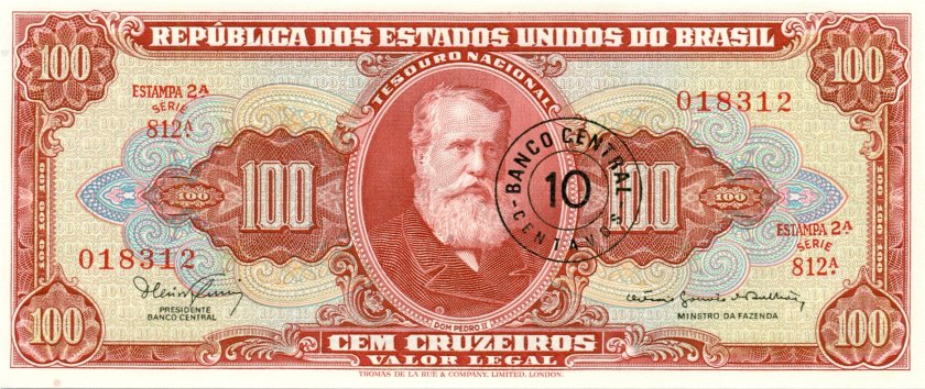 Brazil P185a 10 Centavos 1966 UNC