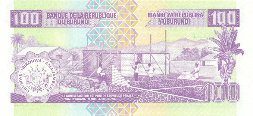 Burundi P37c 100 Francs / Amafranga 2001 UNC