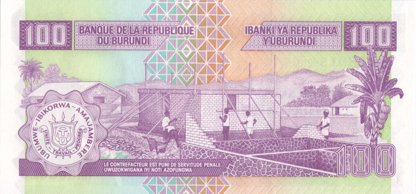Burundi P37d 100 Francs / Amafranga 2004 UNC