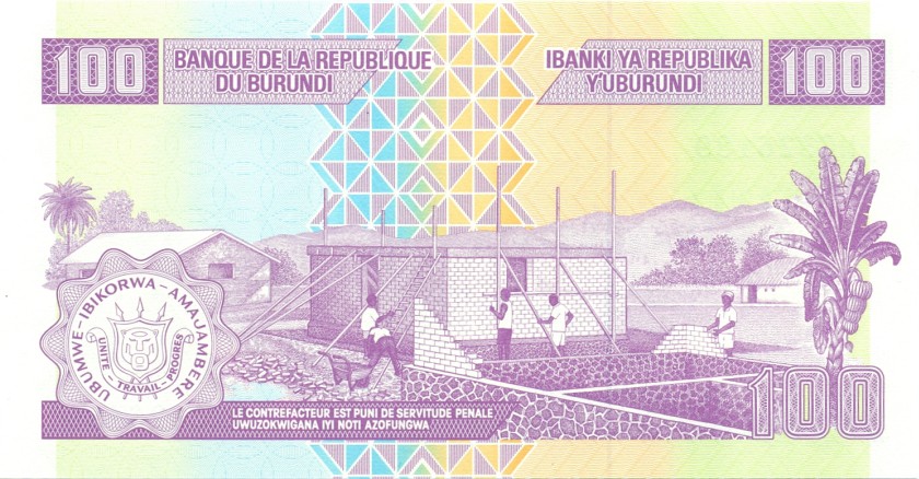 Burundi P44b 100 Francs / Amafranga 2011 UNC