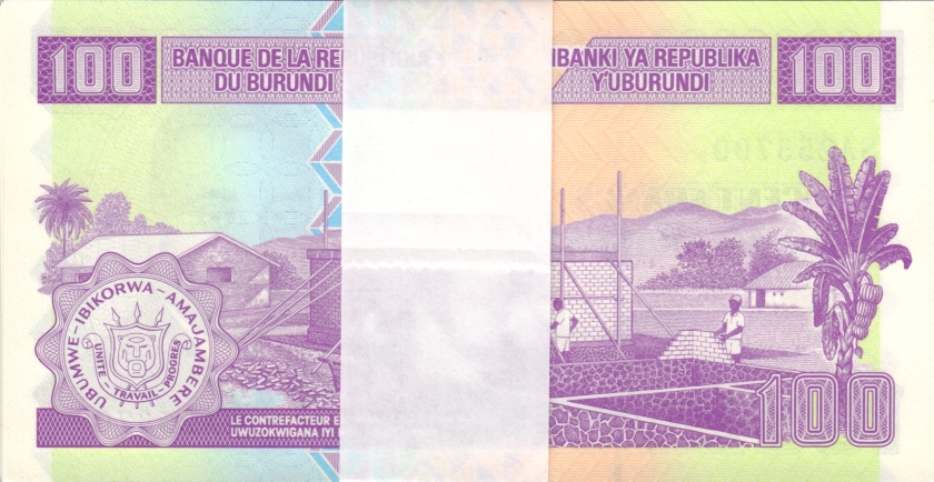 Burundi P44c 100 Francs / Amafranga Bundle 100 pcs 2024 UNC