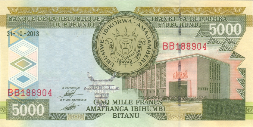 Burundi P48c 5.000 Francs / Amafranga 2013 UNC