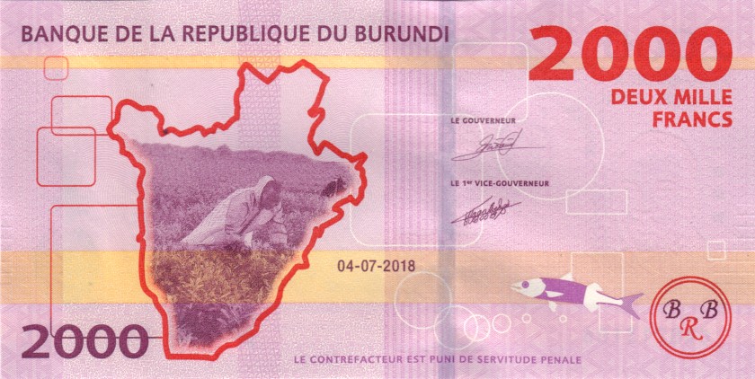 Burundi P52 2.000 Francs / Amafranga 2018 UNC