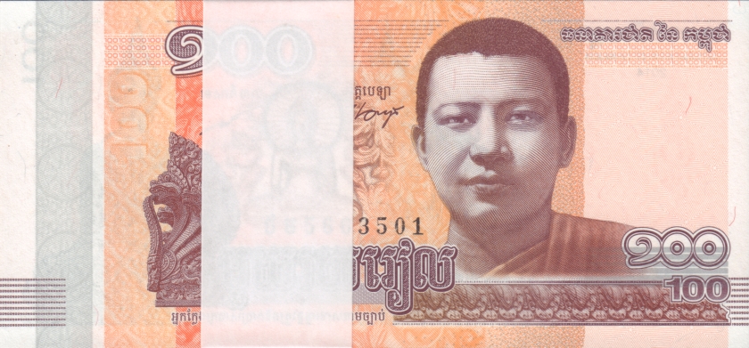Cambodia P65 100 Riels Bundle 100 pcs 2014 UNC