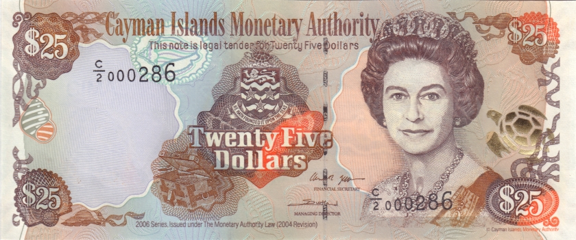 Cayman Islands P36 25 Dollars 2006 UNC