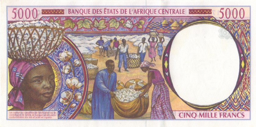 Central African States Central African Republic P304Ff 5.000 Francs 2000 UNC-