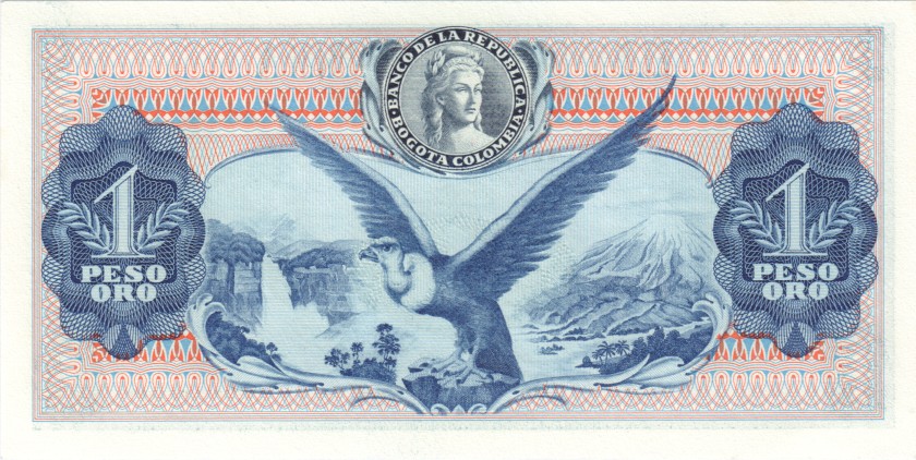 Colombia P404d 1 Peso Oro 1969 UNC