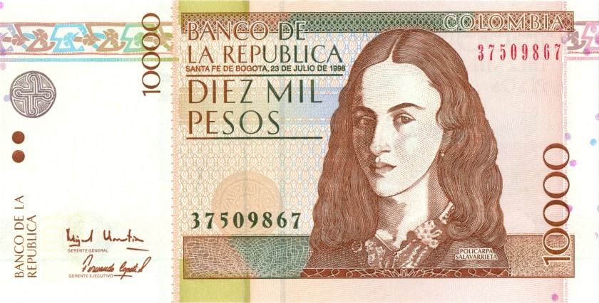 Colombia P443 10.000 Pesos 1998 UNC