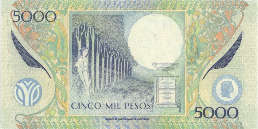 Colombia P452q 5.000 Pesos 2014 UNC