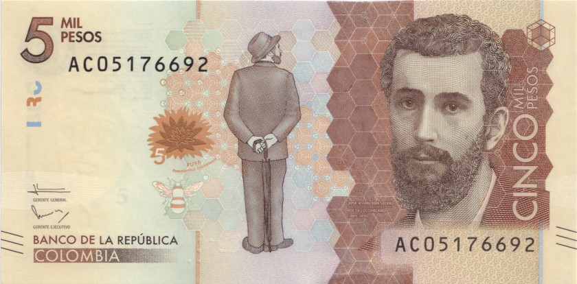 Colombia P459b 5.000 Pesos 2016 UNC