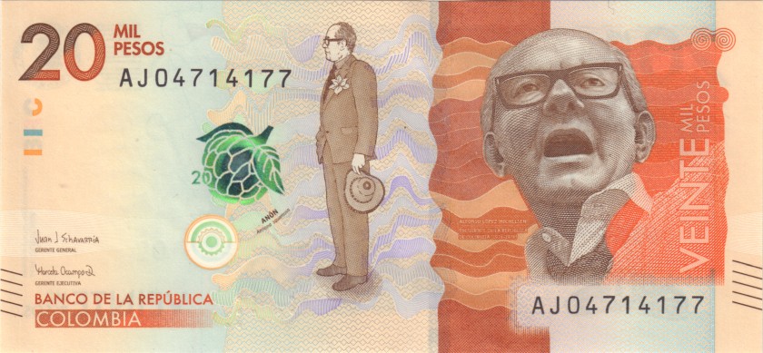 Colombia P461d 20.000 Pesos 2018 UNC