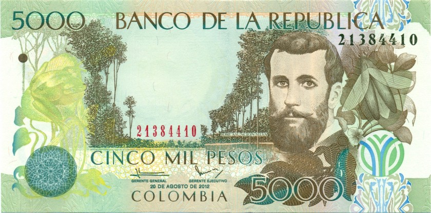 Colombia P452n 5.000 Pesos 2012 UNC