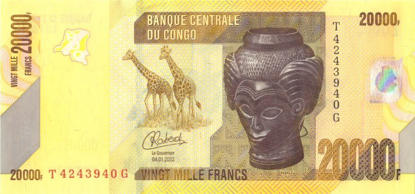 Congo Democratic Republic P104d 20.000 Francs 2022 UNC