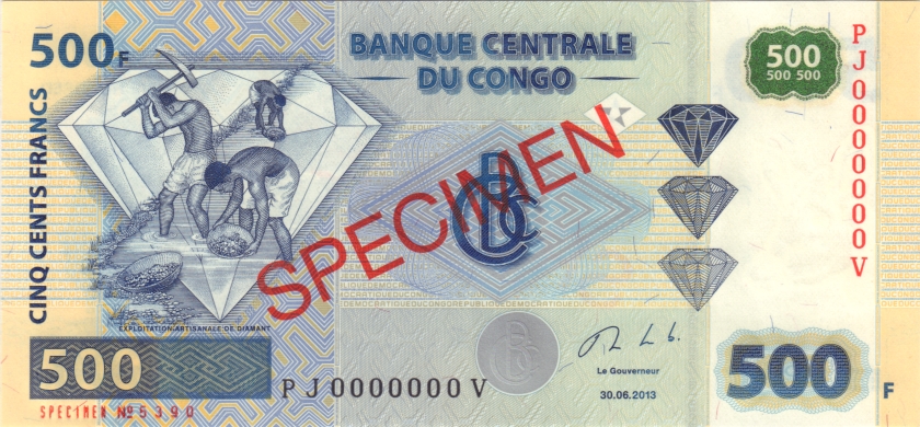 Congo Democratic Republic P96a SPECIMEN 500 Francs 2013 UNC