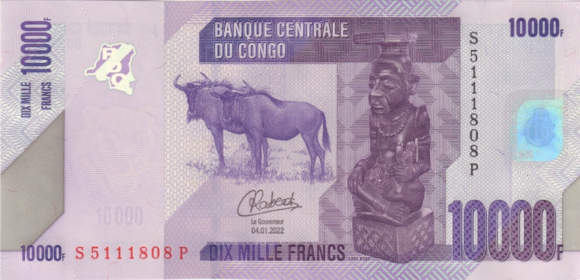 Congo Democratic Republic P103d 10.000 Francs 2022 UNC