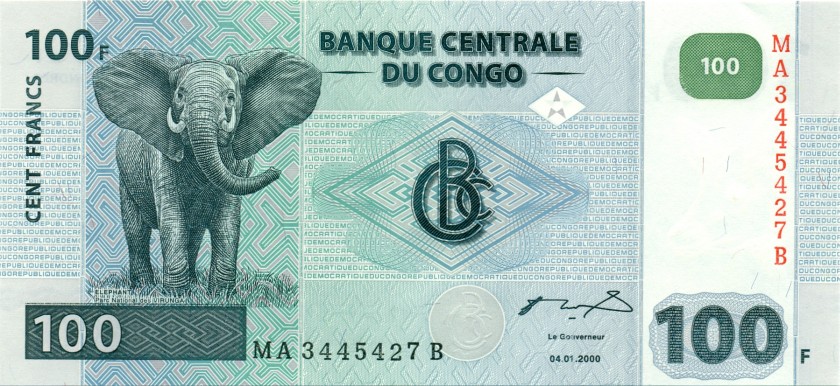 Congo Democratic Republic P92A 100 Francs 2000 UNC