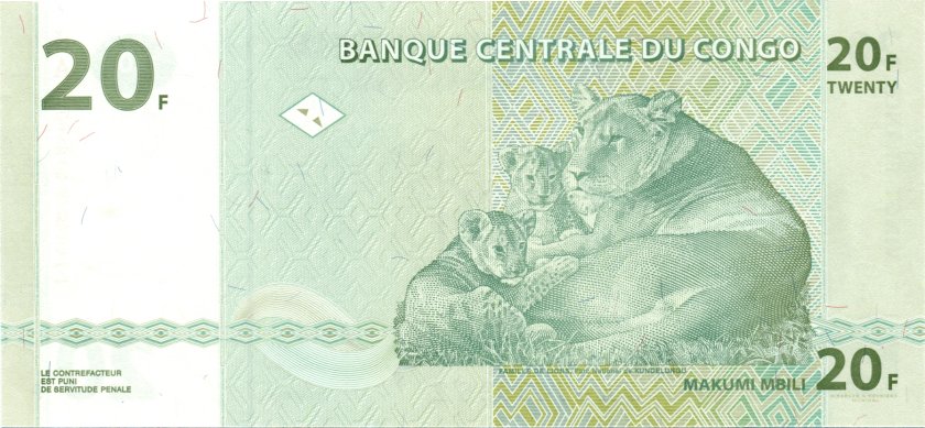 Congo Democratic Republic P94Ar REPLACEMENT 20 Francs 2003 UNC