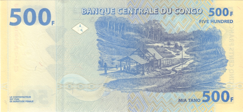 Congo Democratic Republic P96 500 Francs 2013 UNC