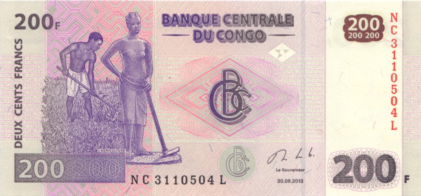 Congo Democratic Republic P99b 200 Francs 2013 UNC