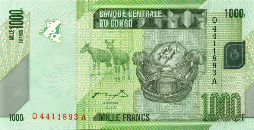 Congo Democratic Republic P101a 1.000 Francs 2012 (2005) UNC
